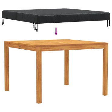 vidaXL Κάλυμμα Τραπέζι 122x122x15cm τετράγωνο Αδιάβροχο Μαύρο 1 τεμ.