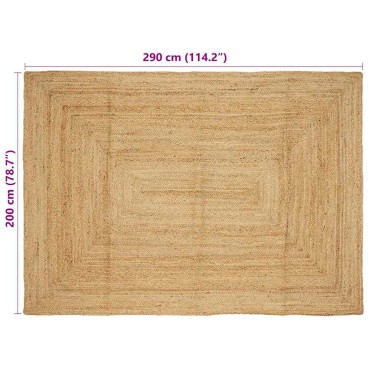 vidaXL Χαλιά χώρου Φυσικό 200x290cm Γιούτα