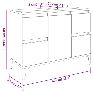 vidaXL Ντουλάπι Νιπτήρα Λευκό 80x33x60cm Επεξεργασμένο Ξύλο 1 τεμ.