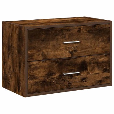 vidaXL Ντουλάπι με 2 συρτάρια Καπνιστή Δρυς 60x31x40cm από Επεξ. Ξύλο 1 τεμ.