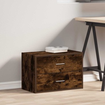 vidaXL Ντουλάπι με 2 συρτάρια Καπνιστή Δρυς 60x31x40cm από Επεξ. Ξύλο 1 τεμ.