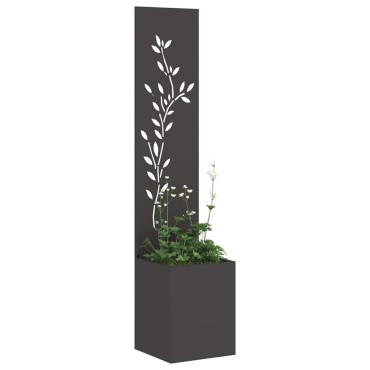 vidaXL Οθόνη Ιδιωτικότητας Κήπου Floral Μαύρο 32 x 32 x 150 εκ