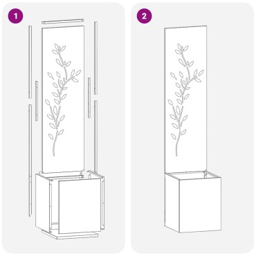 vidaXL Οθόνη Ιδιωτικότητας Κήπου Floral Μαύρο 32 x 32 x 150 εκ
