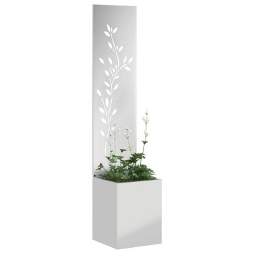 vidaXL Οθόνη Ιδιωτικότητας Κήπου Floral Ασημί 32 x 32 x 150 εκ