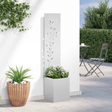 vidaXL Οθόνη Ιδιωτικότητας Κήπου Floral Ασημί 32 x 32 x 150 εκ