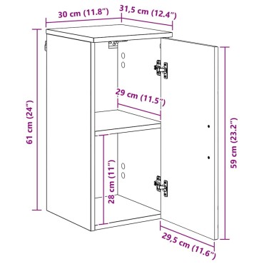 vidaXL Ντουλάπι Μπάνιου Παλιό Ξύλο 30x31,5x61 εκ 1 τεμ.
