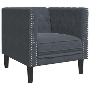 vidaXL Καναπές Σκούρο Γκρι 74,5x71x70,5cm Βελούδο