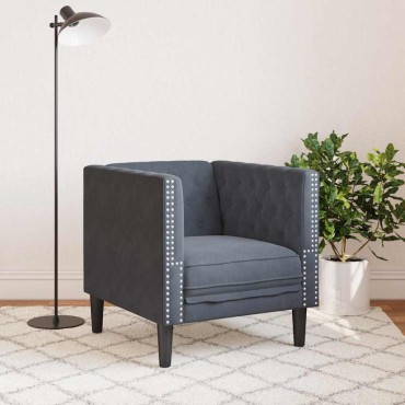 vidaXL Καναπές Σκούρο Γκρι 74,5x71x70,5cm Βελούδο