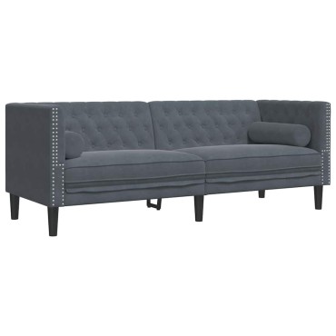 vidaXL Καναπές Σκούρο Γκρι 194x74,5x70,5cm Βελούδο