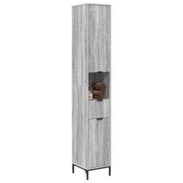 vidaXL Ντουλάπι Μπάνιου Γκρίζο Σονομα 31,5x33x190cm 1 τεμ.