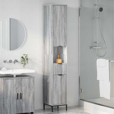 vidaXL Ντουλάπι Μπάνιου Γκρίζο Σονομα 31,5x33x190cm 1 τεμ.