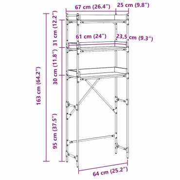 vidaXL Ράφια πλυντηρίου ρούχων με ράφι Artisan Oak 67 x 25 x 163 εκ.