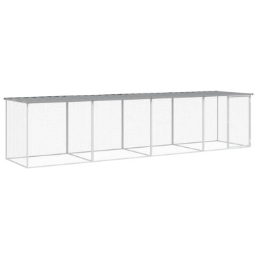 vidaXL Κοτέτσι - Κλουβί με Στέγη Αν. Γκρι 403x98x90 εκ. Γαλβαν. Ατσάλι
