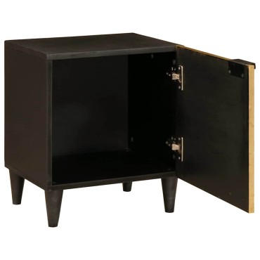 vidaXL Κομοδίνο Μαύρο και Χρυσό 40x33x46cm Επεξεργασμένο Ξύλο 1 τεμ.