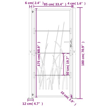vidaXL Πόρτα Κήπου Ανθρακί 100x175 εκ. Σχέδιο Χαλυβδόφυλλου από Ατσάλι