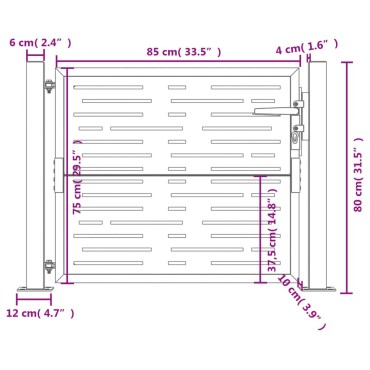vidaXL Πόρτα Κήπου Ανθρακί Τετράγωνη 100x75 εκ. από Ατσάλι
