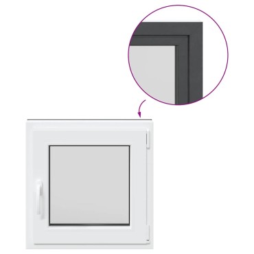 vidaXL Παράθυρο Υπογείου "RISOR" 50x50 εκ. Ανακλινόμενο & Περιστρεφόμενο DIN Δεξί Ανθρακί