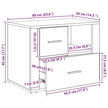 vidaXL Κομοδίνο Μαύρη Οξυά 35x60x50cm Επεξεργασμένο Ξύλο 1 τεμ.