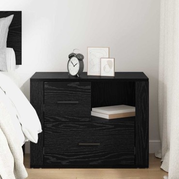 vidaXL Κομοδίνο Μαύρη Οξυά 35x60x50cm Επεξεργασμένο Ξύλο 1 τεμ.