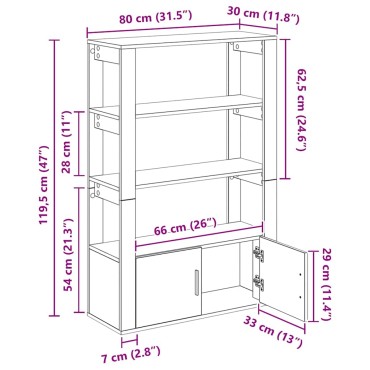 vidaXL Πλαϊνό γραφείο Μαύρη δρυς 30x80x119.5cm Επεξεργασμένο Ξύλο 1 τεμ.