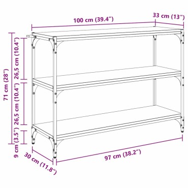 vidaXL Βιβλιοθήκη Μαύρη δρυς 100x33x70,5cm 1 τεμ.
