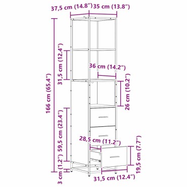 vidaXL Σετ Επίπλων Μπάνιου Παλιό Ξύλο 35x37,5x166cm