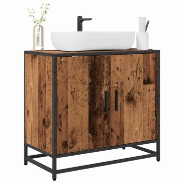 vidaXL Ντουλάπα Νιπτήρα Mπάνιου Παλιό Ξύλο 65x33x60 εκ