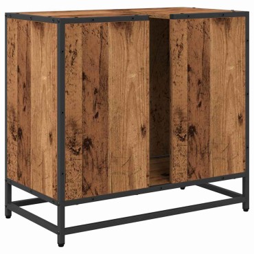 vidaXL Ντουλάπα Νιπτήρα Mπάνιου Παλιό Ξύλο 65x33x60 εκ