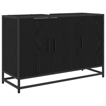 vidaXL Ντουλάπι Μπάνιου Μαύρη Οξυά 90x33x60cm Επεξεργασμένο Ξύλο