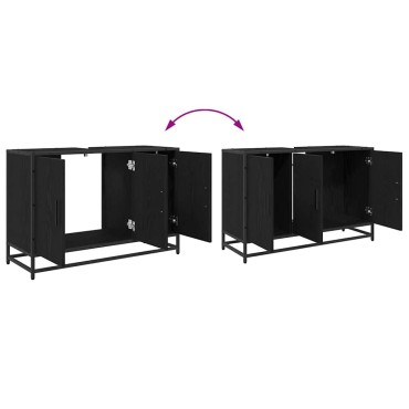 vidaXL Ντουλάπι Μπάνιου Μαύρη Οξυά 90x33x60cm Επεξεργασμένο Ξύλο