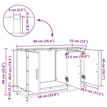 vidaXL Ντουλάπι Μπάνιου Μαύρη Οξυά 90x33x60cm Επεξεργασμένο Ξύλο