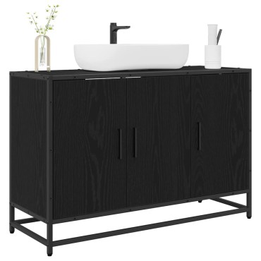 vidaXL Ντουλάπι Μπάνιου Μαύρη Οξυά 90x33x60cm Επεξεργασμένο Ξύλο