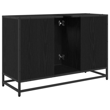 vidaXL Ντουλάπι Μπάνιου Μαύρη Οξυά 90x33x60cm Επεξεργασμένο Ξύλο