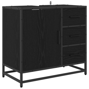 vidaXL Ντουλάπι Μπάνιου Μαύρη Οξυά 65x33x60cm Επεξεργασμένο Ξύλο