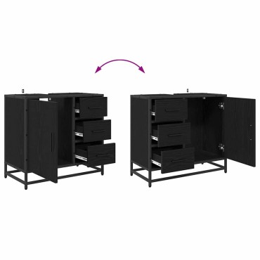 vidaXL Ντουλάπι Μπάνιου Μαύρη Οξυά 65x33x60cm Επεξεργασμένο Ξύλο