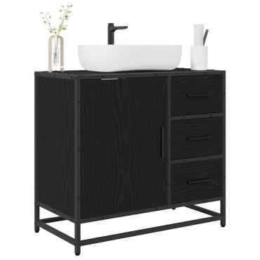 vidaXL Ντουλάπι Μπάνιου Μαύρη Οξυά 65x33x60cm Επεξεργασμένο Ξύλο