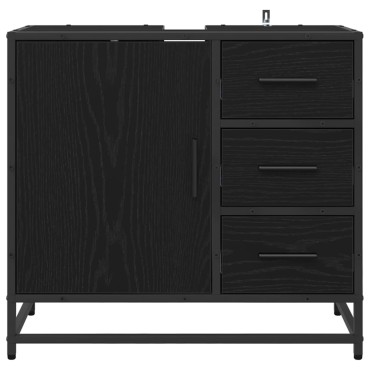 vidaXL Ντουλάπι Μπάνιου Μαύρη Οξυά 65x33x60cm Επεξεργασμένο Ξύλο