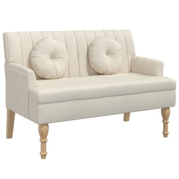 vidaXL Παγκάκι 113x64,5x75,5cm Λινό με Μαξιλάρια