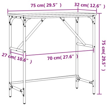 vidaXL Τραπέζι Κονσόλα Γκρι Sonoma 75x32x75cm Επεξεργασμένο Ξύλο 1 τεμ.