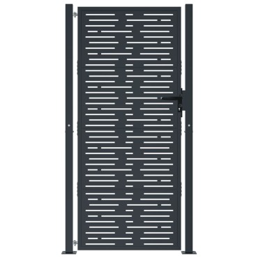 vidaXL Πόρτα Κήπου Ανθρακί 100x175 εκ. Ατσάλινο Τετράγωνο Σχέδιο