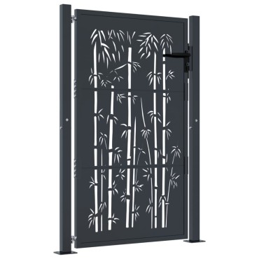vidaXL Πόρτα Κήπου Ανθρακί 100x125 εκ. Σχέδιο Ατσάλινου Μπαμπού