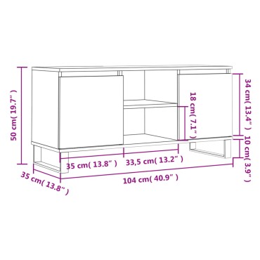 vidaXL Έπιπλο Τηλεόρασης Γκρι Σκυροδ. 104x35x50cm Επεξεργ. Ξύλο