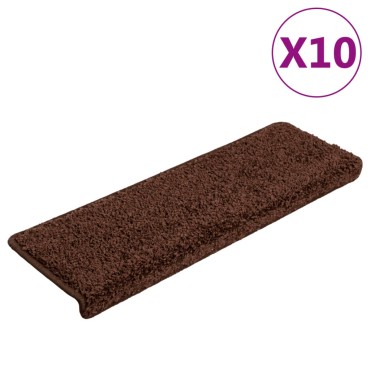 vidaXL Πατάκια Σκαλιών 10 τεμ. Καφέ Ορθογώνια Άκρη 65x21x4 εκ.
