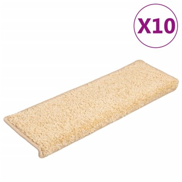 vidaXL Πατάκια Σκαλιών 10 τεμ. Λευκό 65x21x4 εκ. με Ορθογώνια Άκρη
