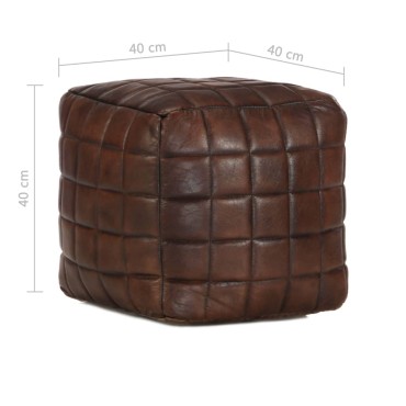 vidaXL Πουφ Σκούρο Καφέ 40x40x40cm από Γνήσιο Δέρμα Κατσίκας 1 τεμ.