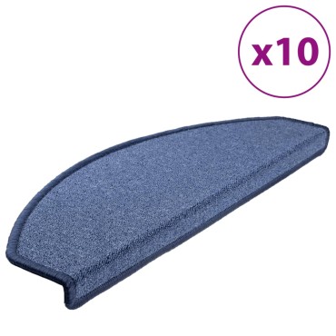 vidaXL Πατάκια Σκαλιών 10 τεμ. Μπλε Ημίστρογγυλά Μεγάλα 65x24x4 εκ.