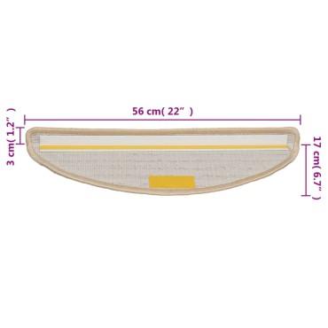 vidaXL Πατάκια Σκαλιών 10 τεμ. Κρεμ Ημίστρογγυλά 56x17x3 εκ.