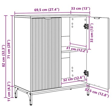 vidaXL Πλαϊνό γραφείο Παλιό ξύλο 69,5x33x82cm Επεξεργασμένο Ξύλο 1 τεμ.