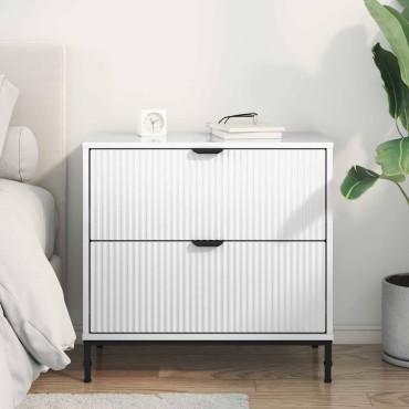 vidaXL Κομοδίνο Γυαλιστερό λευκό 63.5x36x61cm Επεξεργασμένο ξύλο 1 τεμ.