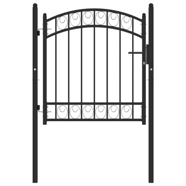 vidaXL Πόρτα Περίφραξης EMMEN με Αψιδωτή Κορυφή από Ατσάλι 100x86 εκ. Μαύρη
